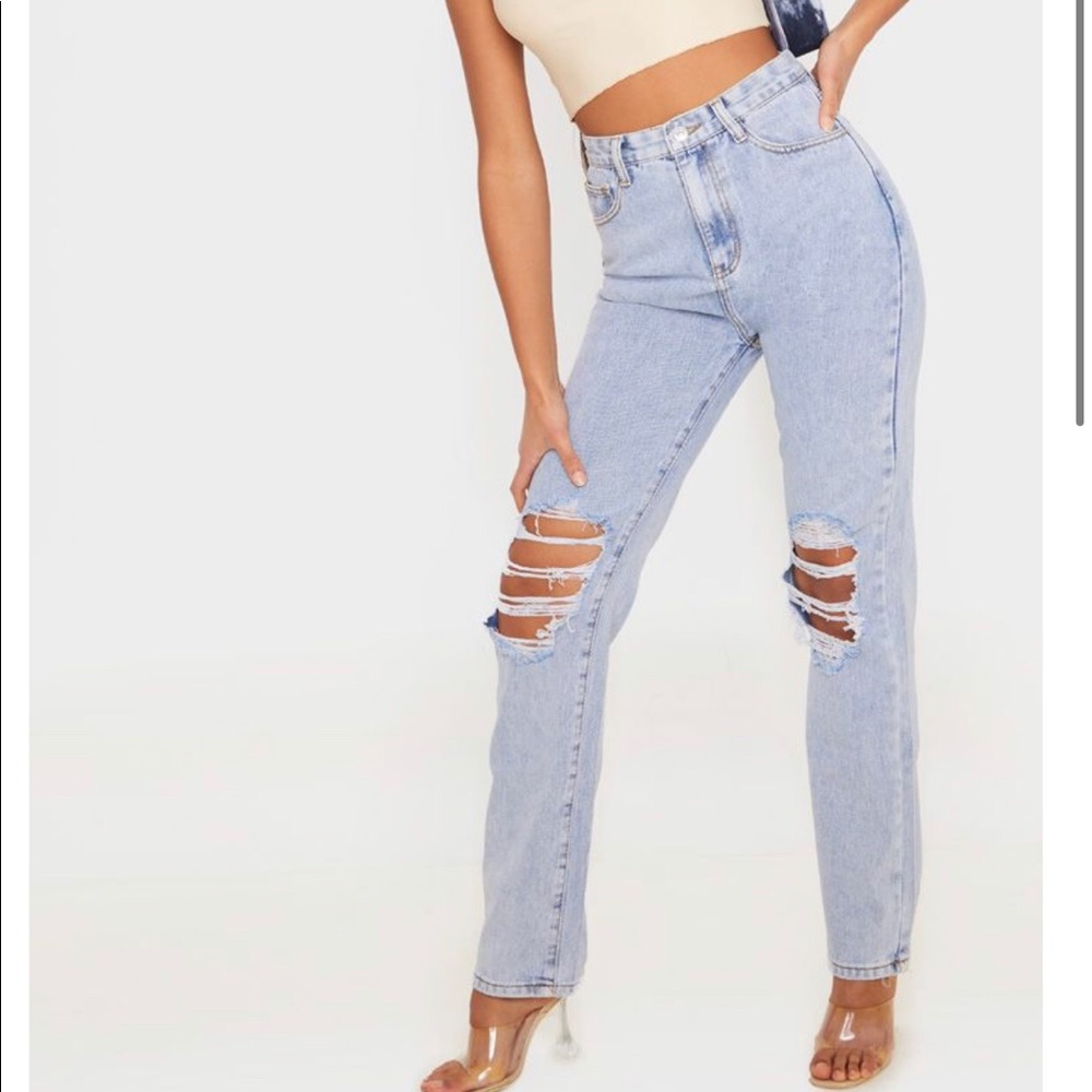 Prettylittlething Distressed Tall Straight Jeans